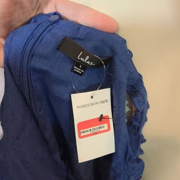 Lulu's Blue Linen Blend Mini Dress Size Large - Picture 4 of 5